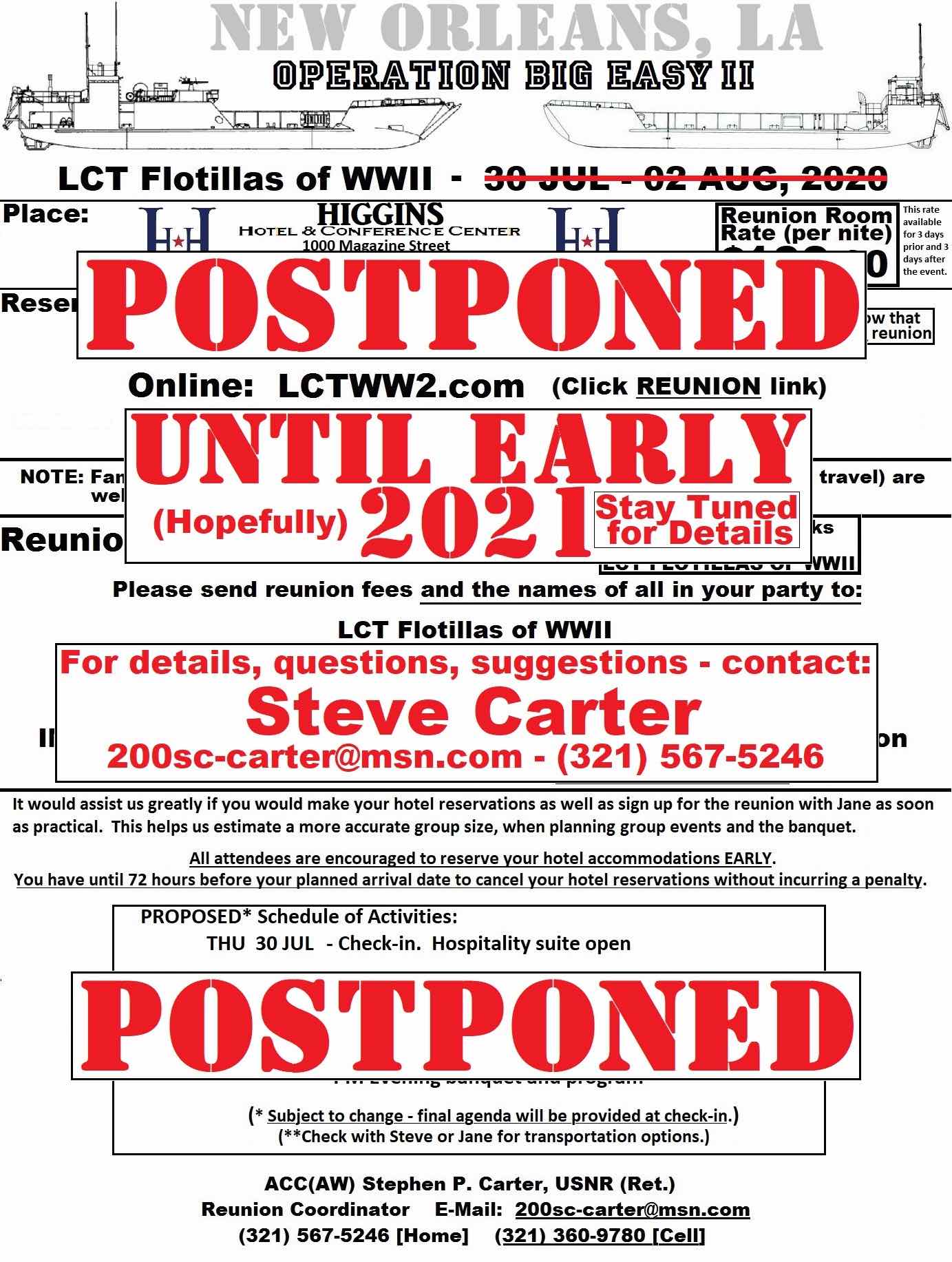 LCT Flotillas Of WWII Reunion - New Orleans LA, Jul 30 - Aug 02, 2020 Flyer Postponed